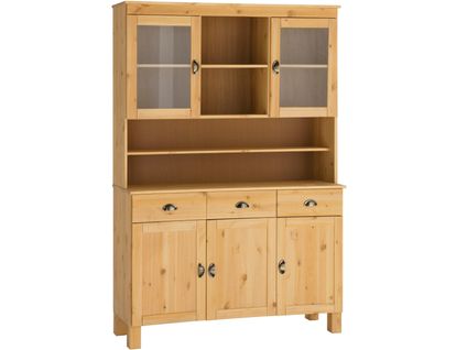 Oslo-buffet 2 Portes Vitrées 3 Portes 3 Tiroirs Teinté/cire