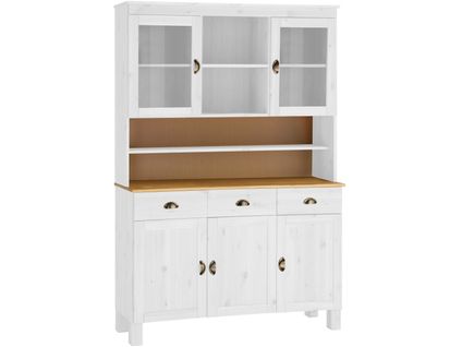 Oslo-buffet 2 Portes Vitrées 3 Portes 3 Tiroirs Blanc/miel
