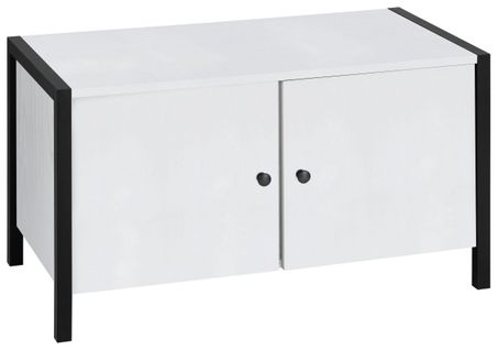 Chris-banc D'entrée à 2 Portes Aspect Bois Blanc/noir