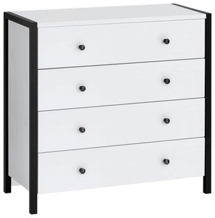 Chris-commode à 4 Tiroirs Blanc/noir