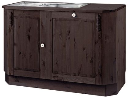 Sylt-meuble Sous-évier à 2 Portes En Pin Brun Foncé