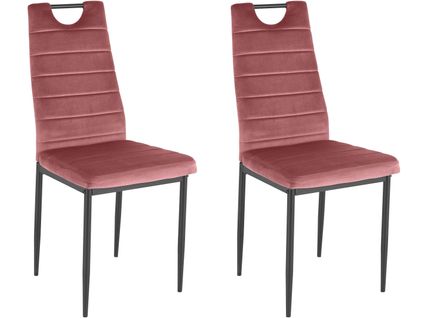Mandy - Lot De 2 Chaises De Salle à Manger En Velours Rose