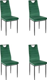 Mandy - Ensemble De 4 Chaises De Salle à Manger En Velours Vert Foncé