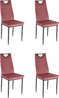 Mandy - Lot De 4 Chaises De Salle à Manger En Velours Rose Foncé