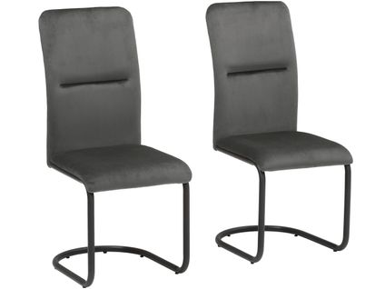 Freja-lot De 2 Chaises De Salle à Manger En Velours Gris