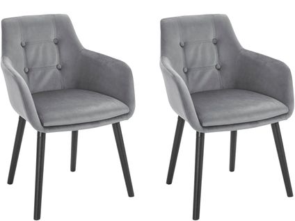 Bradford-chaises De Salle à Manger Tapissées Ensemble De 2 En Gris Velours
