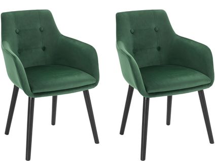 Bradford-chaises De Salle à Manger Tapissées Lot De 2 En Velours Vert Foncé
