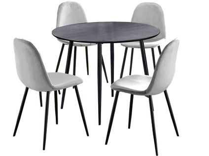 Monza - Ensemble Table à Manger 100 Cm Et 4 Chaises Gris