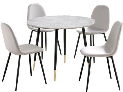 Monza - Ensemble Table à Manger 100 Cm Et 4 Chaises Gris