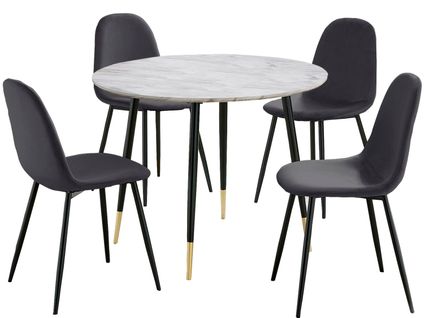 Monza - Ensemble Table à Manger 100 Cm Et 4 Chaises Anthracite