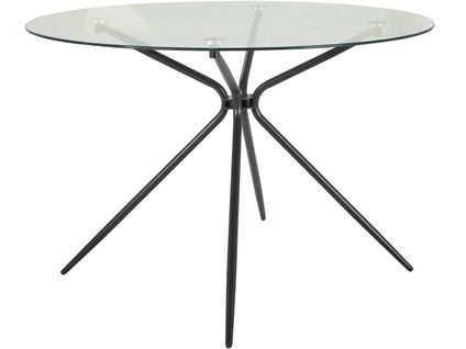 Silvie - Table à Manger En Verre Et Métal Noir 4 Personnes D107