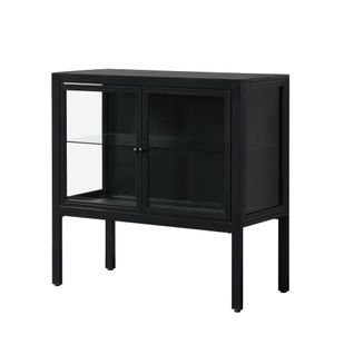 Adrianni-buffet Avec 2 Portes Vitrées En Métal Noir