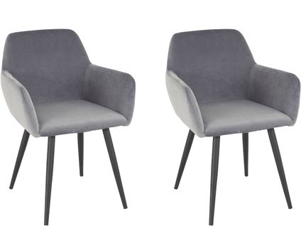 Live-lot De 2 Chaises De Salle à Manger En Velours Gris