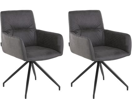 Alice-fauteuil En Microfibre Grise, Lot De 2