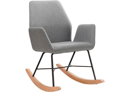 Cobo-fauteuil à Bascule En Tissu Tissé Gris Clair Et Noir