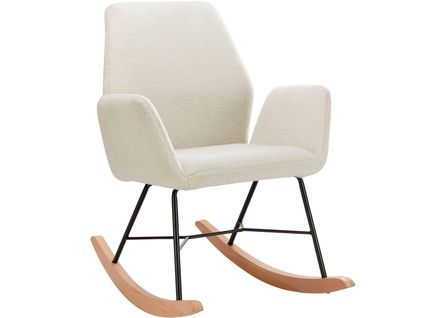 Cobo-fauteuil à Bascule En Tissu Tissé Blanc Cassé/noir