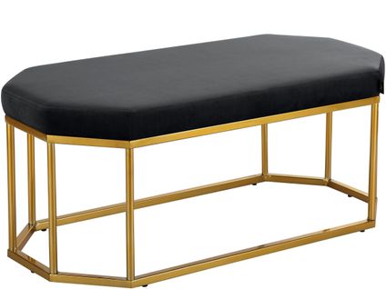 Kyra-banc En Velours Noir Avec Cadre Doré