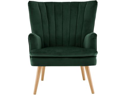 Zenia-fauteuil Et Tabouret En Velours Vert Foncé