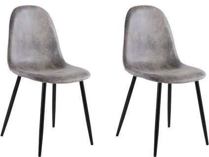 Miller-lot De 2 Chaises De Salle à Manger En Microfibre Gris