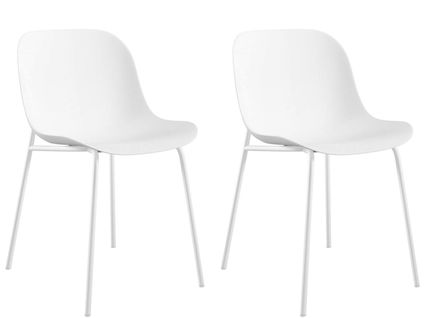 Ocean-chaises De Salle à Manger Lot De 2 En Plastique Recyclé Blanc Avec Pieds En Métal