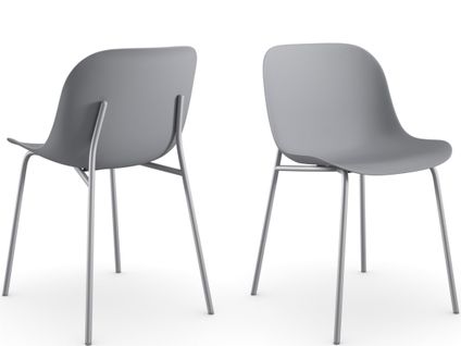 Ocean-chaises De Salle à Manger Lot De 2 En Plastique Recyclé Gris Avec Pieds En Métal