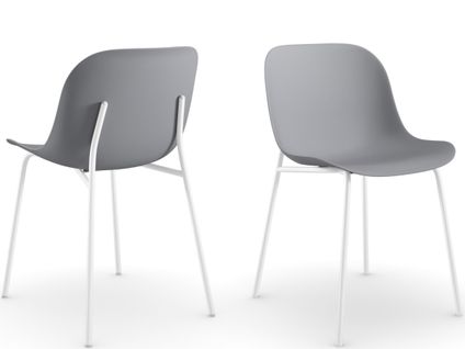 Ocean-chaises De Salle à Manger Lot De 2 En Plastique Recyclé Gris Avec Pieds En Métal