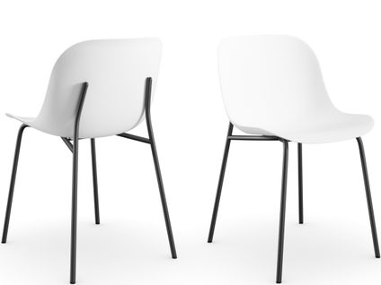 Ocean-chaises De Salle à Manger Lot De 2 En Plastique Recyclé Blanc Avec Pieds En Métal