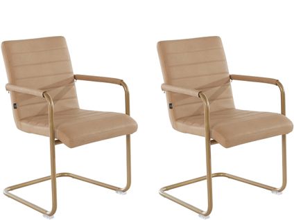 Elise-fauteuil En Pu Crème, 2 Pièces