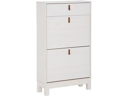 Ella-meuble à Chaussures à 2 Abattants Et 1 Tiroir En Pin Blanc