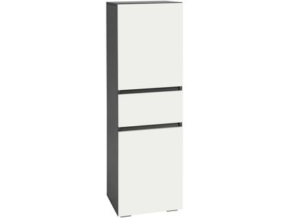 Wisla -colonne Midi Avec 1 Tiroir Et 2 Portes En Effet Bois Blanc / Anthracite