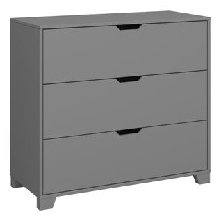 Linus-commode à 3 Tiroirs Aspect Bois Gris