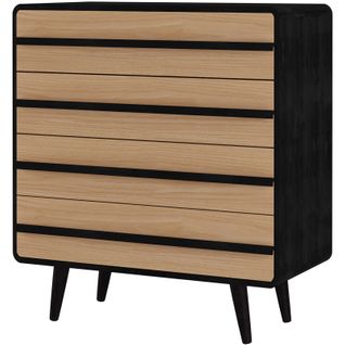 Chantal - Commode Avec 4 Tiroirs En Effet Chêne Noir