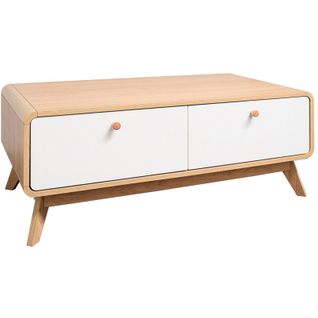 Cassie - Meuble TV Avec 2 Tiroirs En Effet Chêne Blanc