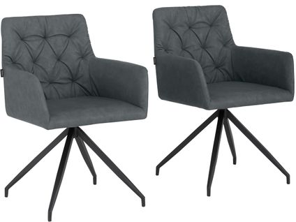 Ashley-lot De 2 Chaises De Salle à Manger Rembourrées En Pu Anthracite