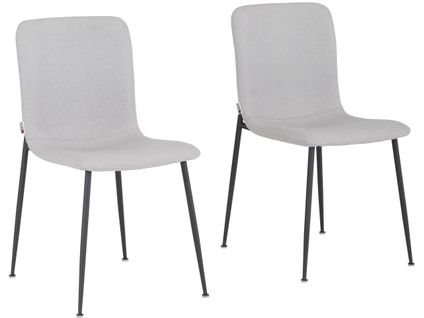 Faye-lot De 2 Chaises De Salle à Manger Rembourrées En Tissu Gris Clair