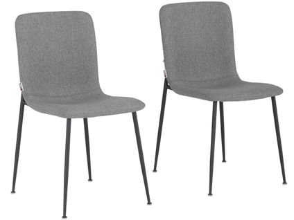 Faye-chaises De Salle à Manger Tapissées Ensemble De 2 En Tissu Gris Clair