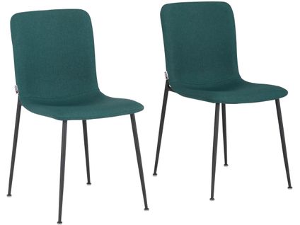 Faye-lot De 2 Chaises De Salle à Manger Rembourrées En Tissu Vert