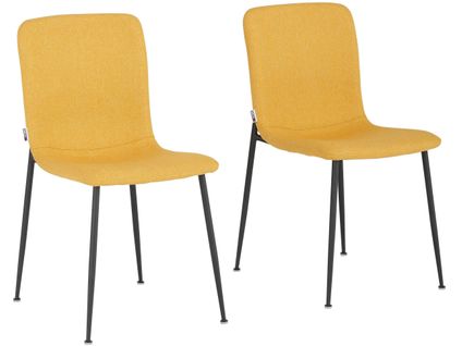 Faye-lot De 2 Chaises De Salle à Manger Rembourrées En Tissu Moutarde