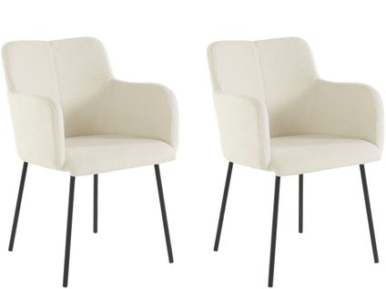 Jolie-chaises De Salle à Manger Tapissées Ensemble De 2 En Teddy White