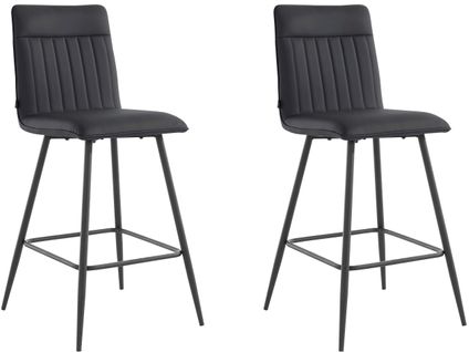 Zeta-tabourets De Bar Rembourrés (lot De 2) En Pu Noir