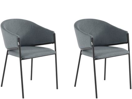 Martha-lot De 2 Chaises De Salle à Manger Rembourrées En Tissu Gris