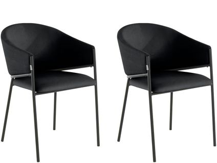 Martha-lot De 2 Chaises De Salle à Manger En Tissu Noir