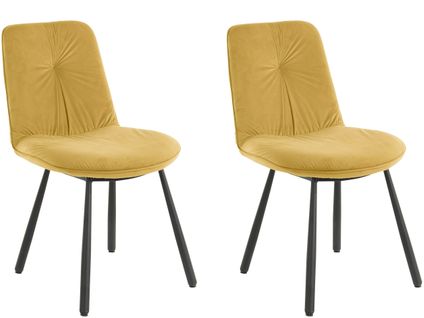 Meryl-lot De 2 Chaises De Salle à Manger Rembourrées En Velours Jaune