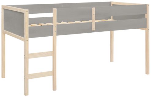 Square Line - Lit Surélevé 90x200 Cm Gris En Bois