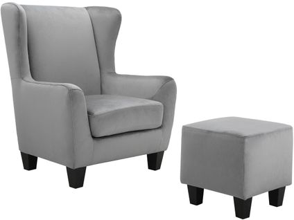 Zhili-fauteuils Rembourrée Avec Tabouret En Velours Gris