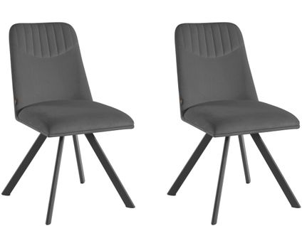 Bella-lot De 2 Chaises De Salle à Manger Rembourrées En Velours Gris Clair