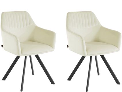 Bella-lot De 2 Chaises De Salle à Manger Rembourrées En Velours Blanc Crème