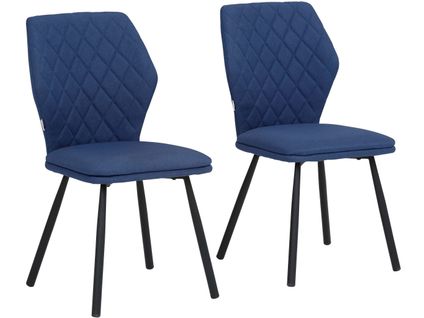 Jessica-chaises De Salle à Manger Tapissées, Ensemble De 2, En Tissu Tissé, Bleu Foncé