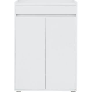 Kosmo - Meuble à Chaussures Avec 2 Portes En Effet Bois Blanc