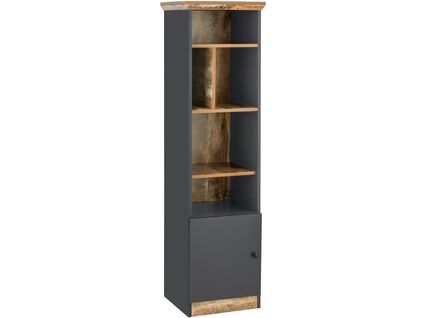 Castor-bibliothèque Avec 5 Portes Ouvertes Gris / Chêne